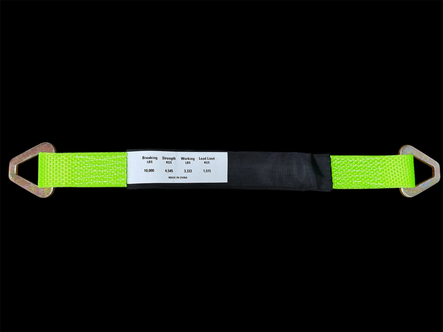 Hooks and Straps 2"wide 24" long axle strap. green. bottom view
