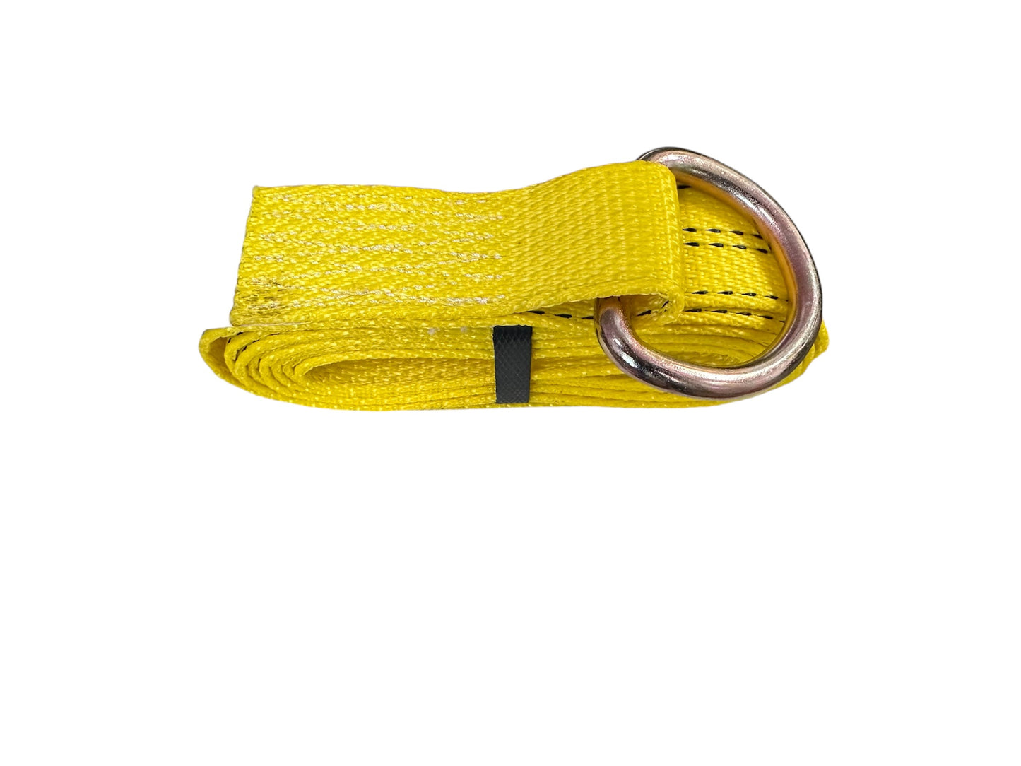 secure your load with confidence using our 2” x 10’ D-Ring Lasso Straps. Designed for versatility and durability, these straps are perfect for securing vehicles, equipment, and other cargo during transportation. Yellow. Right View