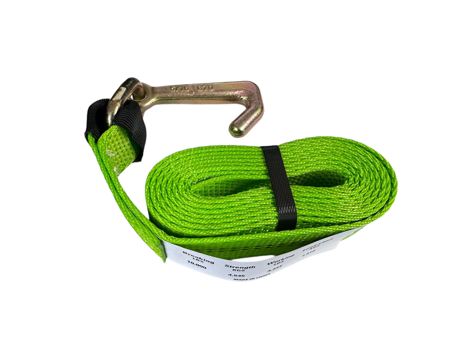 hooks and straps mini J hook. green. side view. 2" wide 10' long.