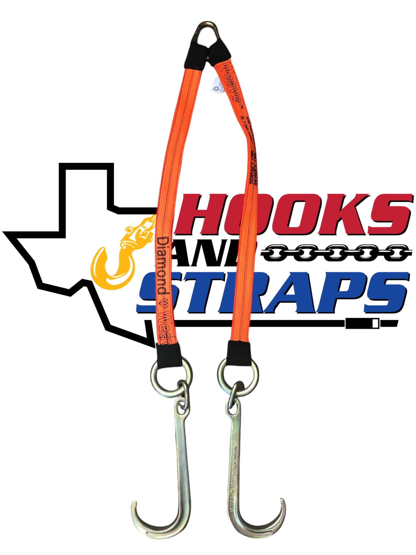 36” V Strap Bridles With 15” J Hooks. Diamond Weave. Orange. Top view.