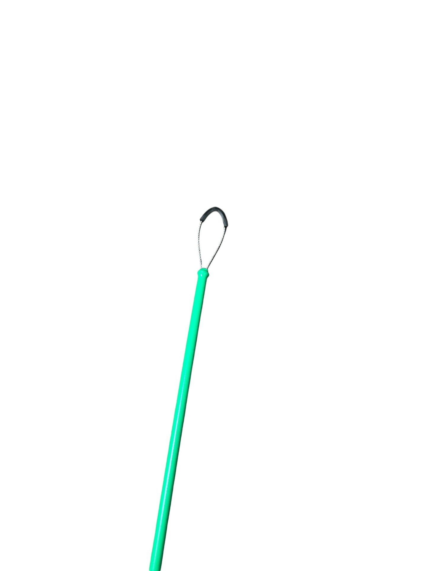 Vertical Lock button Entry Tool. Flexible coated long reach tool
Retractable loop with grip cover
Grab vertical door buttons with ease
Revolutionary new tool
Approximately 38" feet in length when straightened. Image of the loop in open position.