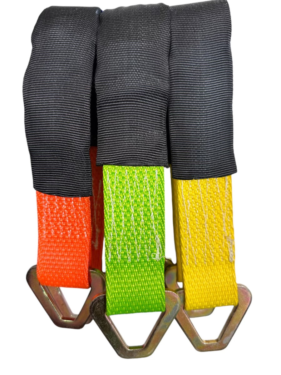 hooks and straps 2" wide 24" long axle strap. side view. 2"x24" Axle strap built from heavy duty polyester webbing. wraps around axles or other secure anchor points, providing maximum stability while protecting your cargo. Working load Limit of 1515.