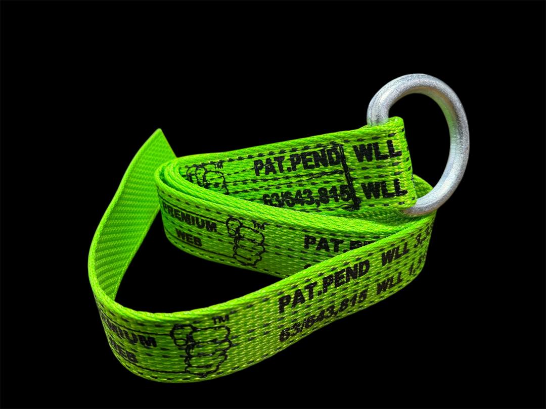 D-Ring Design: Equipped with a sturdy D-ring, allowing for easy attachment to anchor points or hooks. green. Side view
