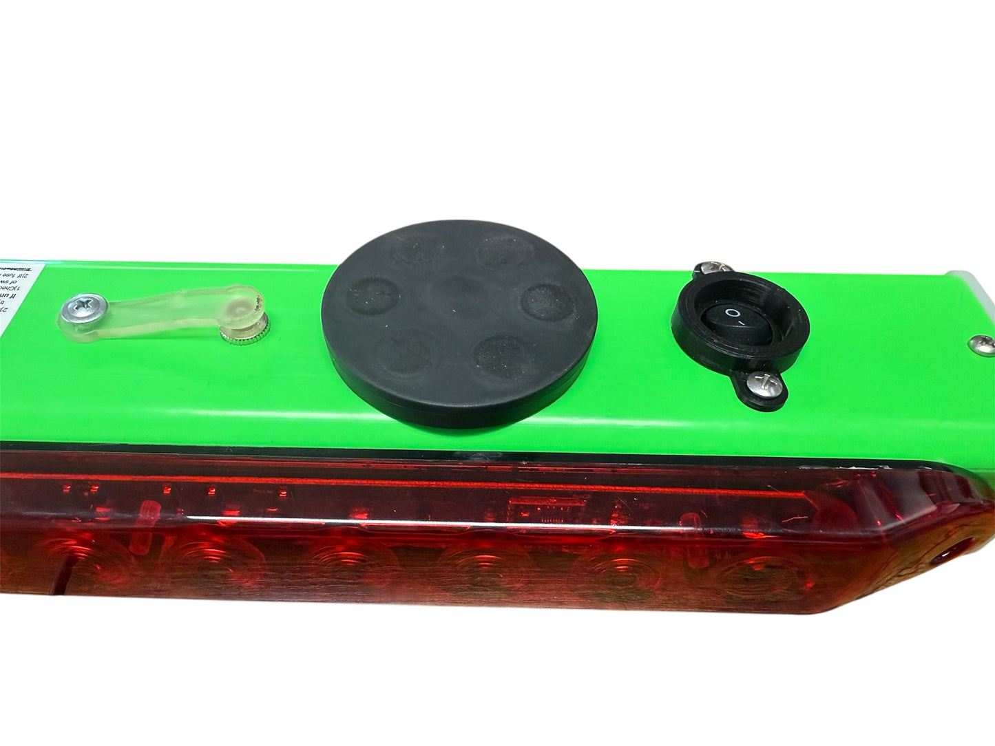 XR Series Lithium Powered Limelight- 22" Lime Green Economy Wireless Tow Light (50+ Hours Per Charge) Bottom view. Rubber Moled Magnets