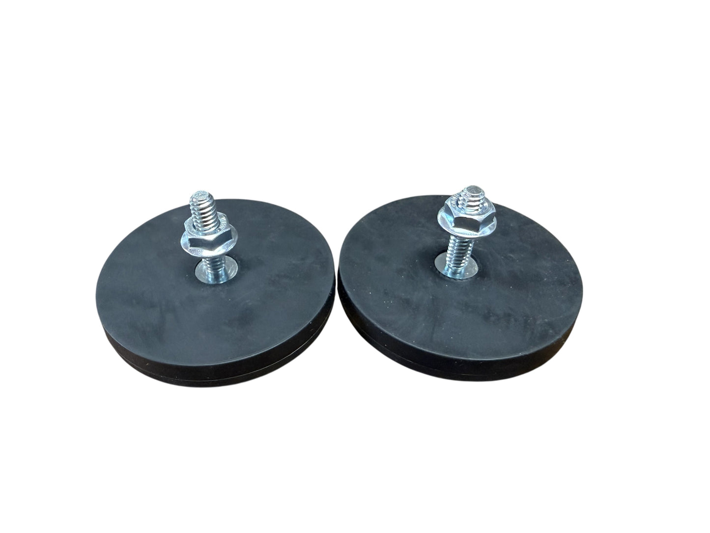 A 100-lb pull magnet made to secure your wireless tow light. This magnet is encapsulated in a protective rubber layer to prevent scratching the vehicles finish. top View