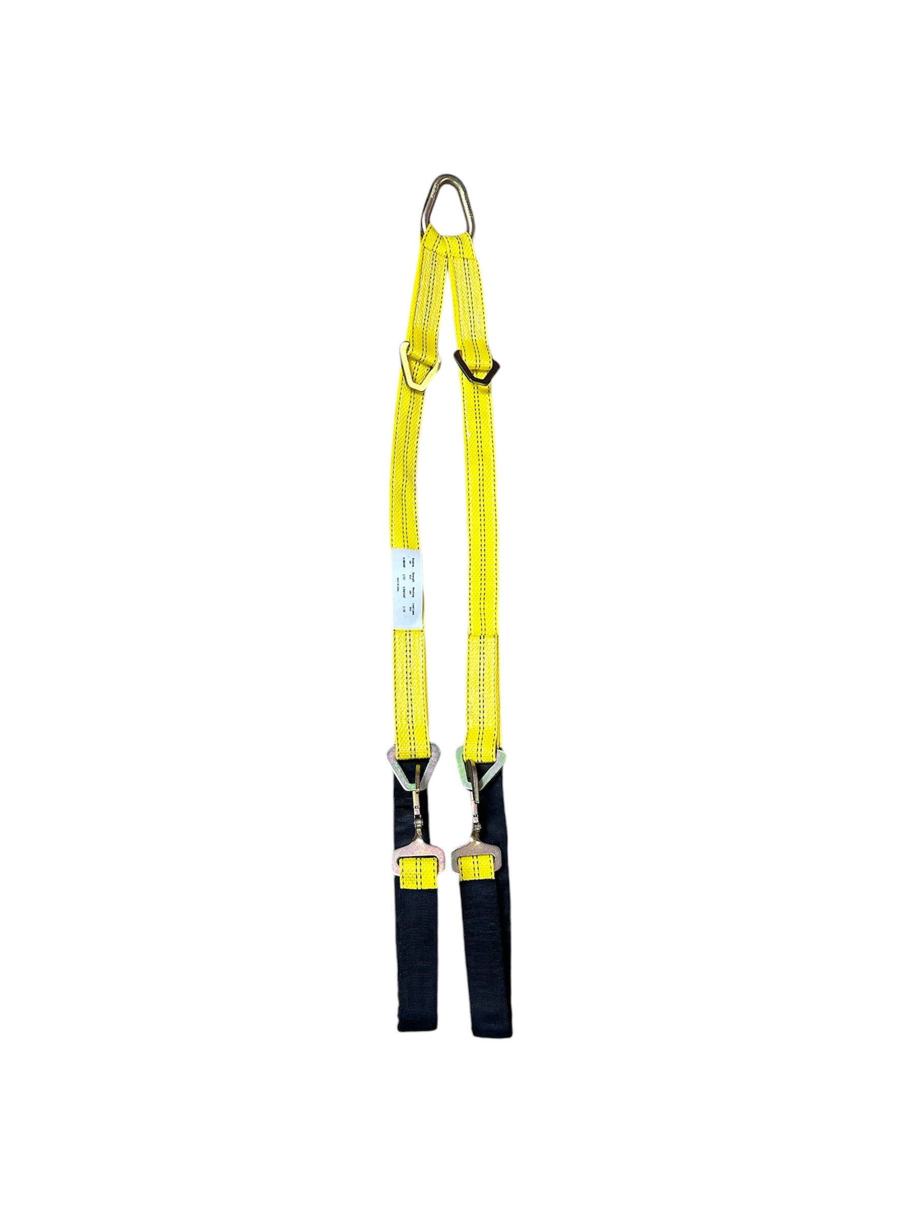 The 57” Adjustable V Strap Bridle is the perfect solution for securing vehicles during towing and recovery operations. Designed for versatility and strength, this bridle features two adjustable legs with sturdy hooks, allowing you to customize the fit for various vehicle types and towing setups. Great for low clearance vehicles. 

The heavy-duty steel hardware, including reinforced hooks and adjustment buckles, provides a secure connection to your vehicle’s frame or axles. Yellow. Top view 