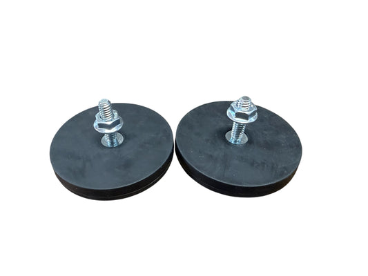 A 100-lb pull magnet made to secure your wireless tow light. This magnet is encapsulated in a protective rubber layer to prevent scratching the vehicles finish. top View